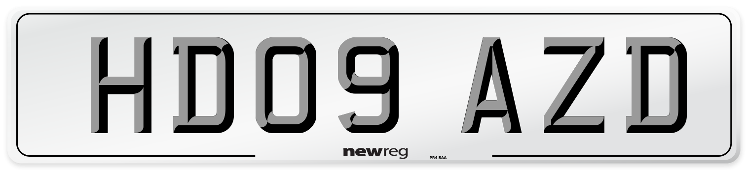 HD09 AZD Number Plate from New Reg